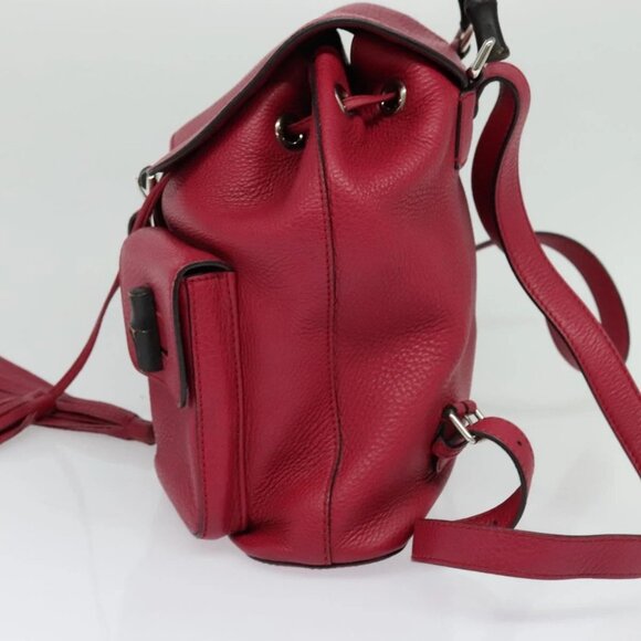 GUCCI Bamboo Backpack Leather Outlet Pink main image 15